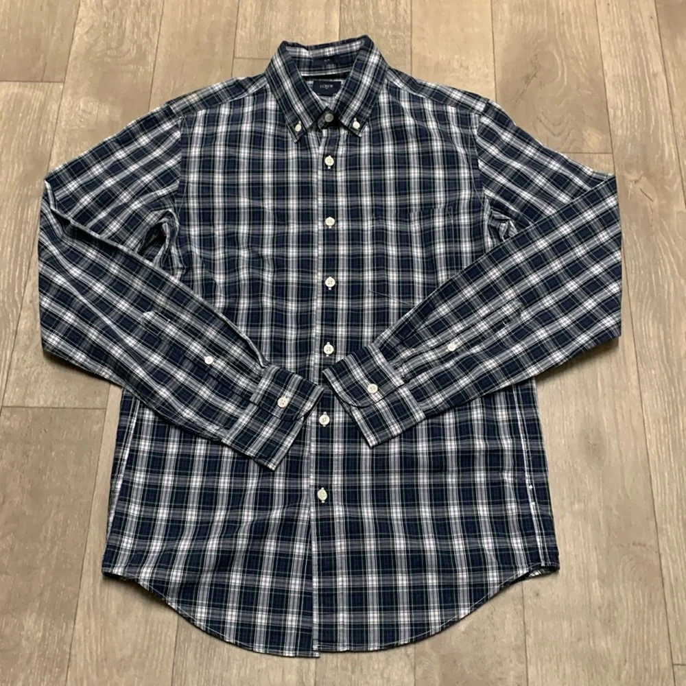 Mens J.Crew‎ Slim Button Down Plaid Casual Long Sleeve Shirt